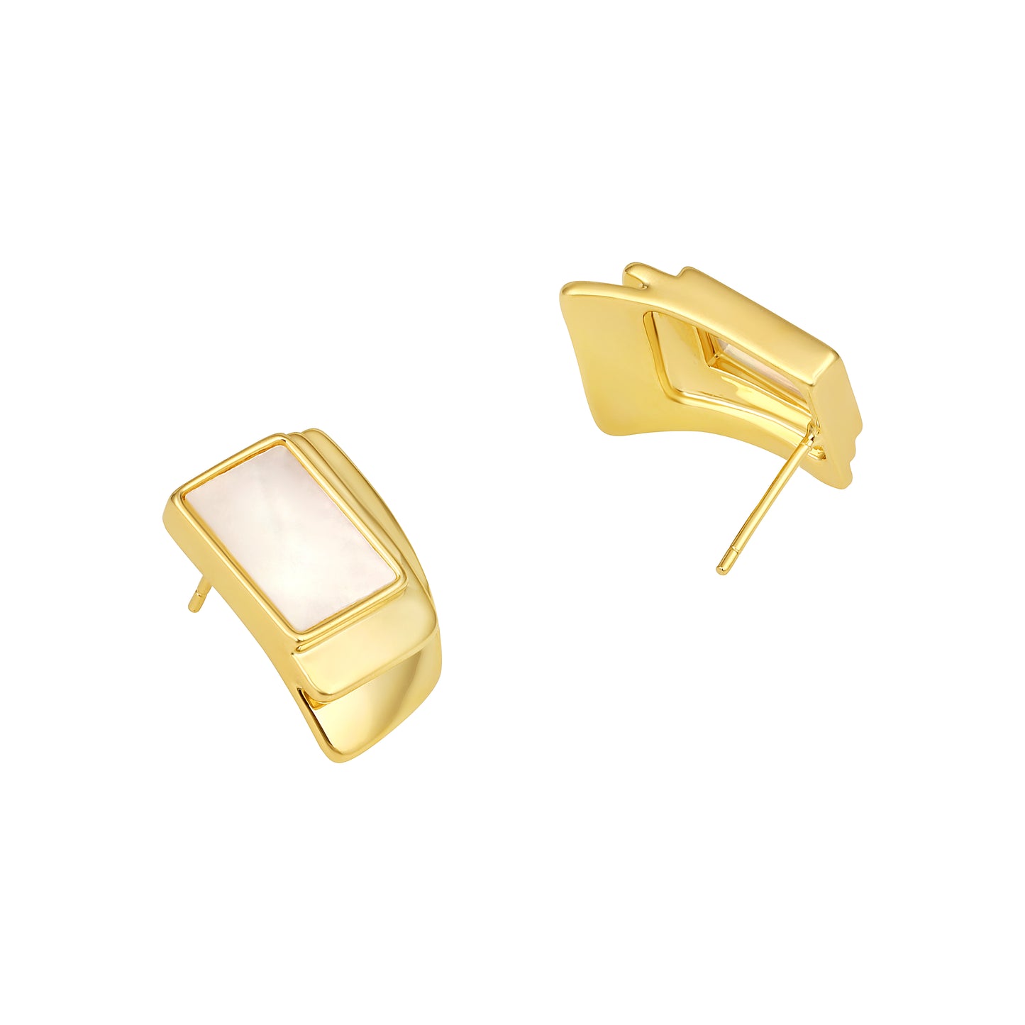 Rectangle Shape 18KT Gold Plated Stud Earring