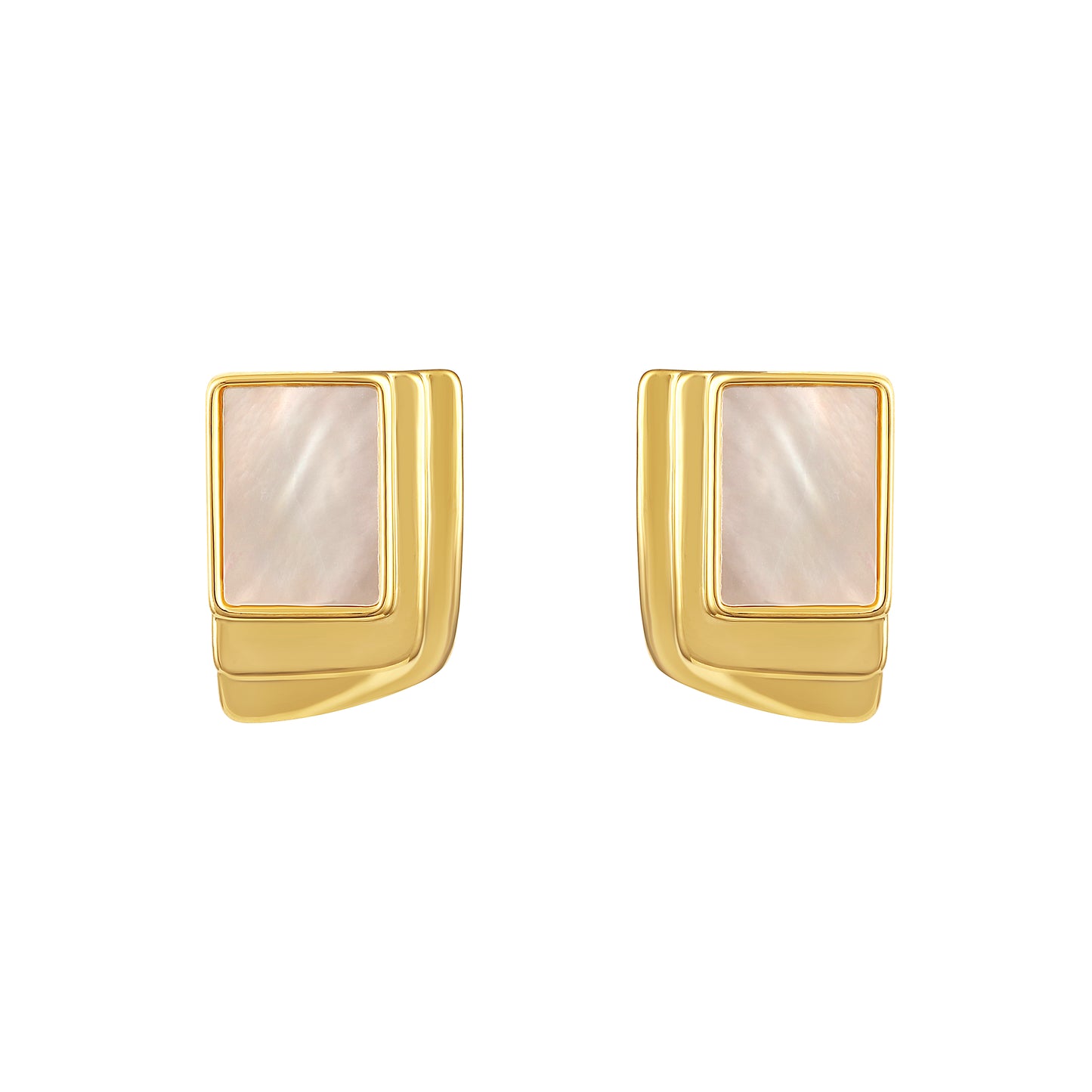 Rectangle Shape 18KT Gold Plated Stud Earring