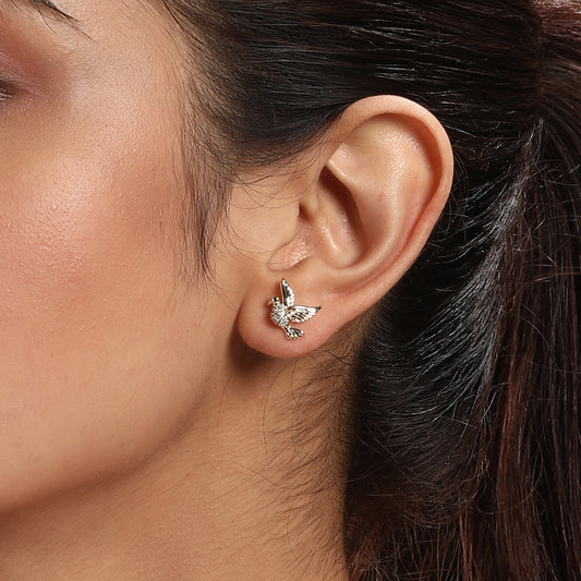 Flying Bird 18KT Gold Plated Zircon Stud Earring