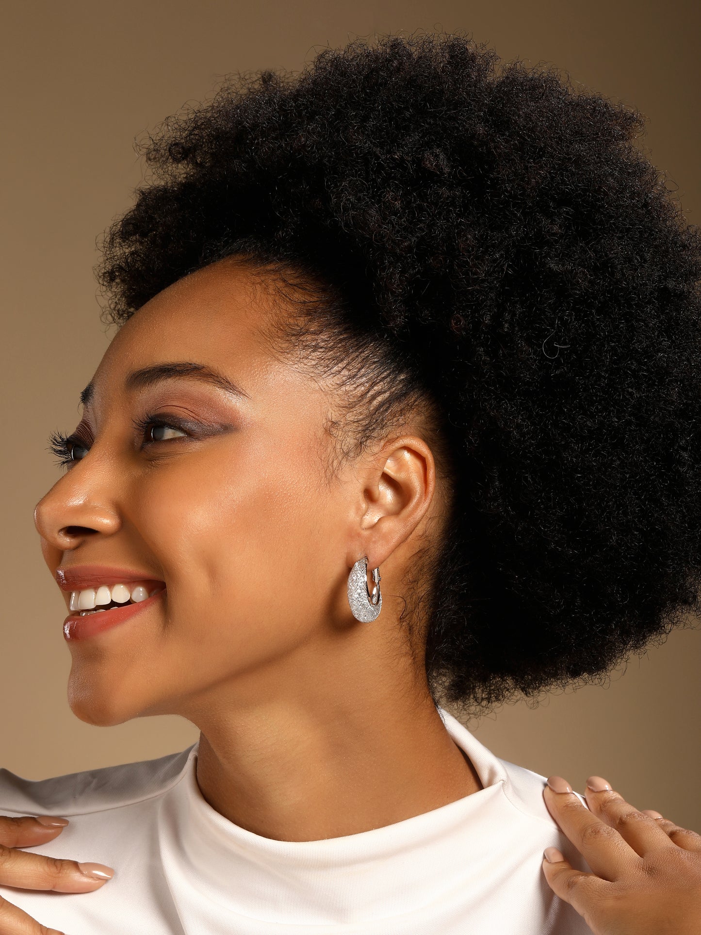 Stylish Woven Gleam Silver Plated Zircon Clip-On Earring