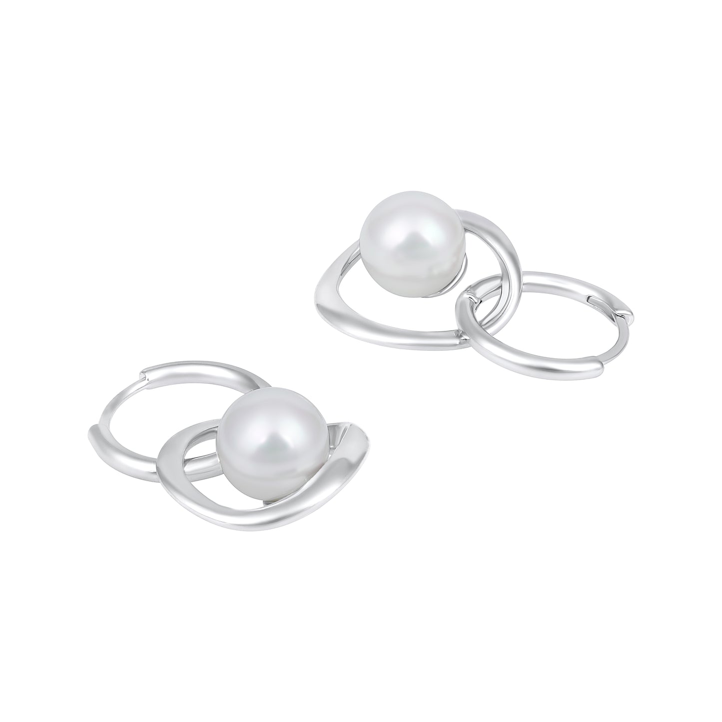 Elegant Freshwater Pearl Nest Silver Plated Drop Earring