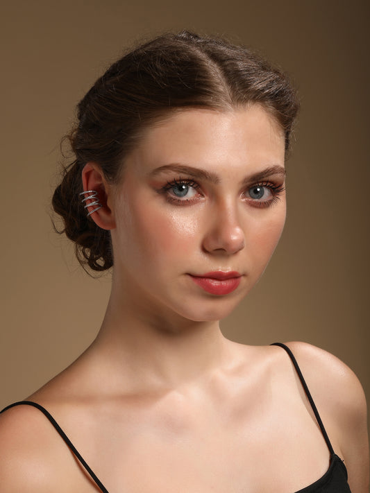 Aesthetic Design Silver Plated Zircon Ear Cuff Earring