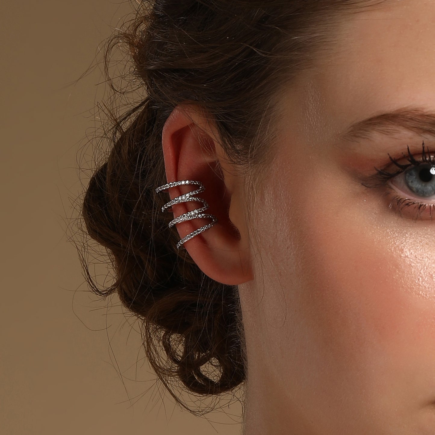 Aesthetic Design Silver Plated Zircon Ear Cuff Earring