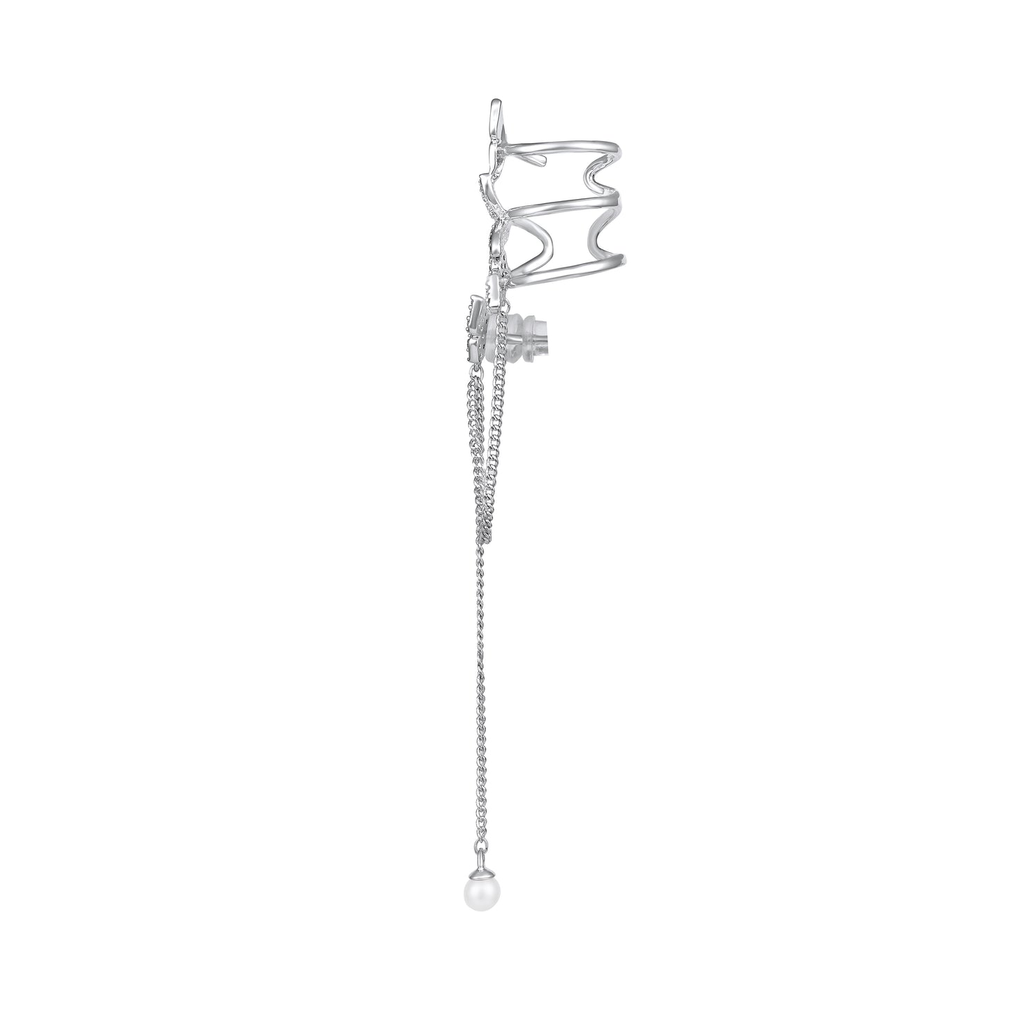 Wing Chain Butterfly Design Silver Plated Zircon Ear Cuff