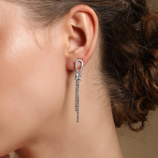 Unique Elegant Silver Plated Zircon Dangle Earring