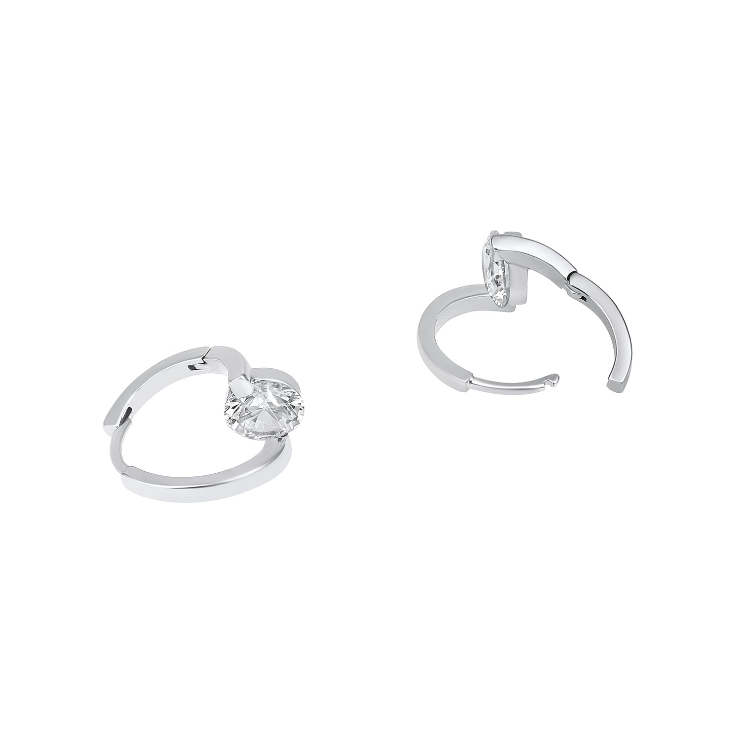 Triangular Modern Gleam Silver Plated Zircon Drop Earring
