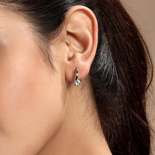 Triangular Modern Gleam Silver Plated Zircon Drop Earring