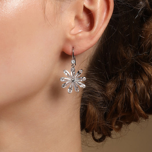 Bloom Frost Drops Silver Plated Zircon Dangle Earring