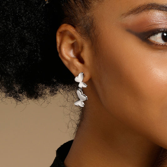 Love Wings Design Silver Plated Dangle Earring