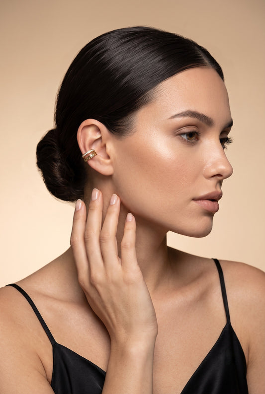 Chic Double Layer Zircon 18kt Gold Plated Ear Cuff