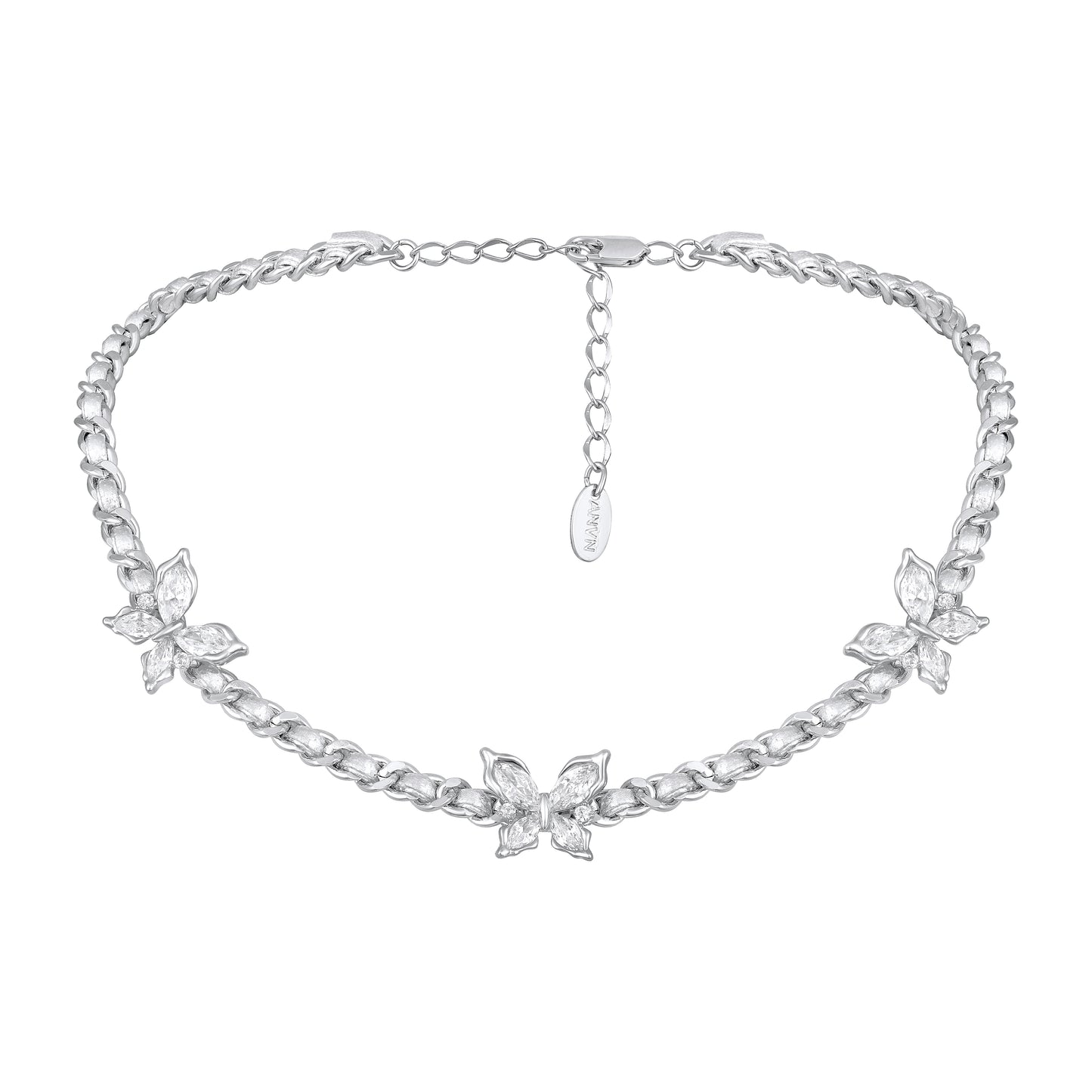 Triple Bloom Minimalist Petal Design Silver Plated Zircon Pendant Chain