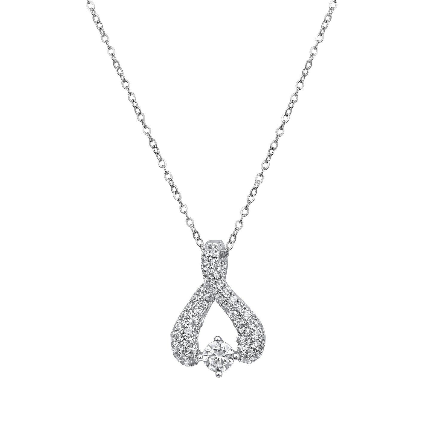 Locket Design Pear Shape Silver Plated Zircon Pendant Chain