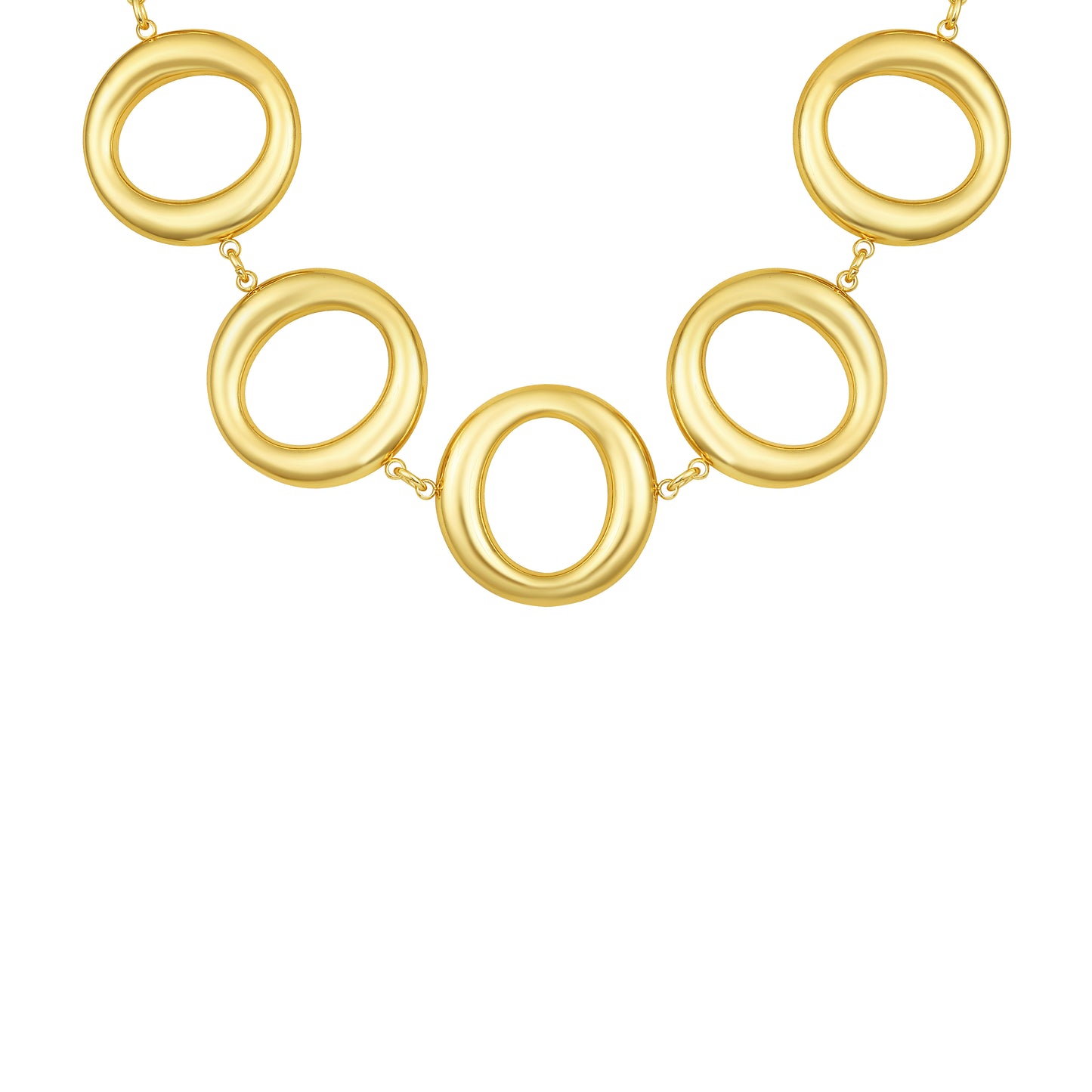 Linked Circles Modern Chunky Collar Necklace in Gold Tone