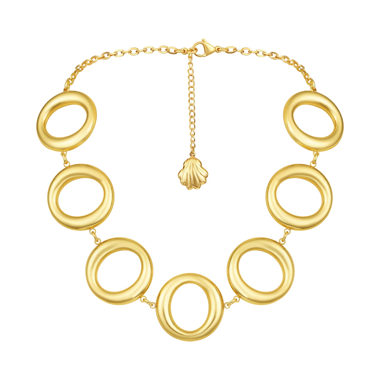 Linked Circles Modern Chunky Collar Necklace in Gold Tone