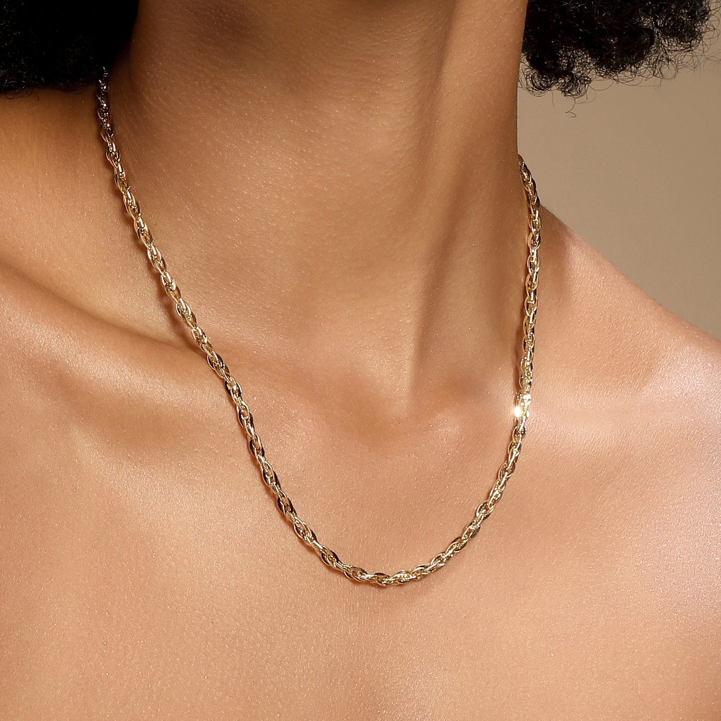 Twisted Rope Chain 18KT Gold Plated Necklace Chain
