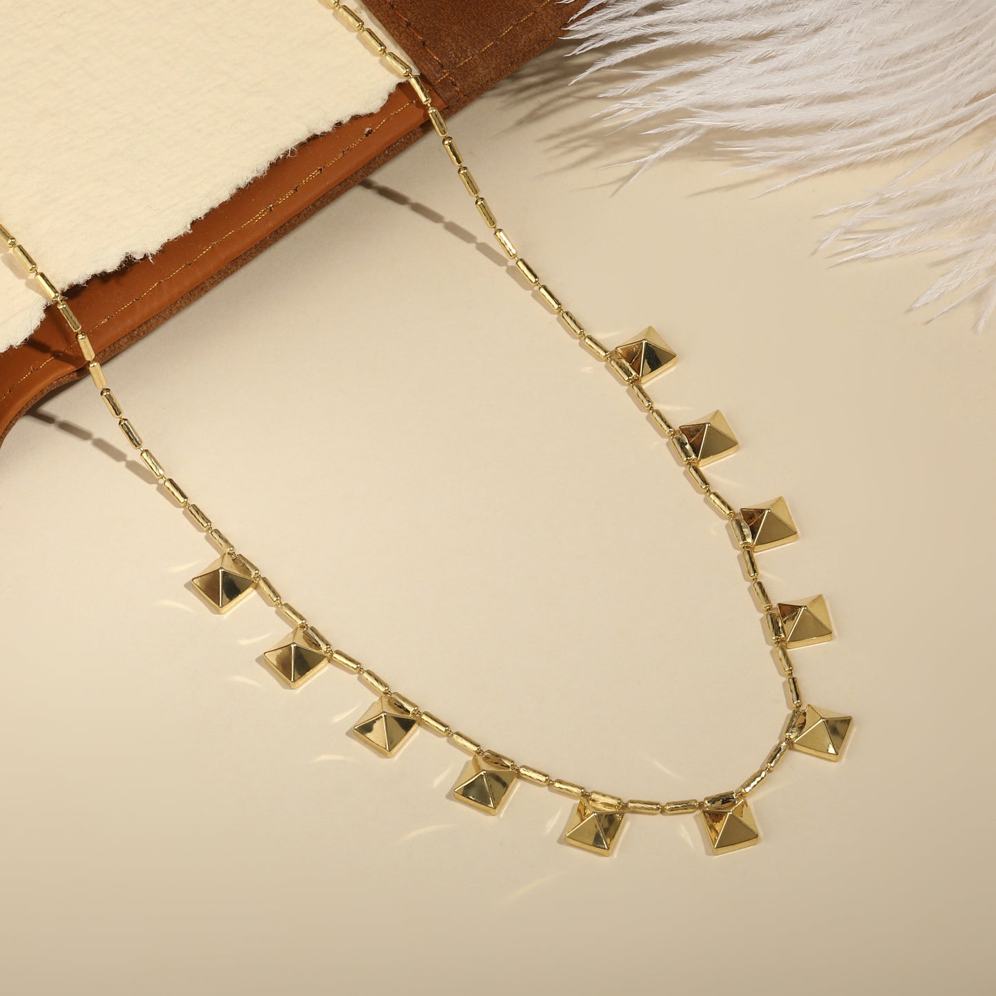 Square Shape 18KT Gold Plated Necklace Chain