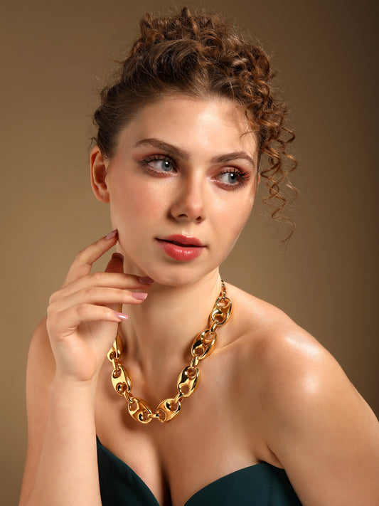 Coffee Bean Link Chain 18KT Gold Plated Necklace Chain