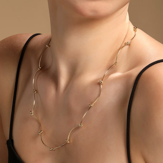 Elegant Golden Small Balls 18KT Gold Plated Necklace Chain