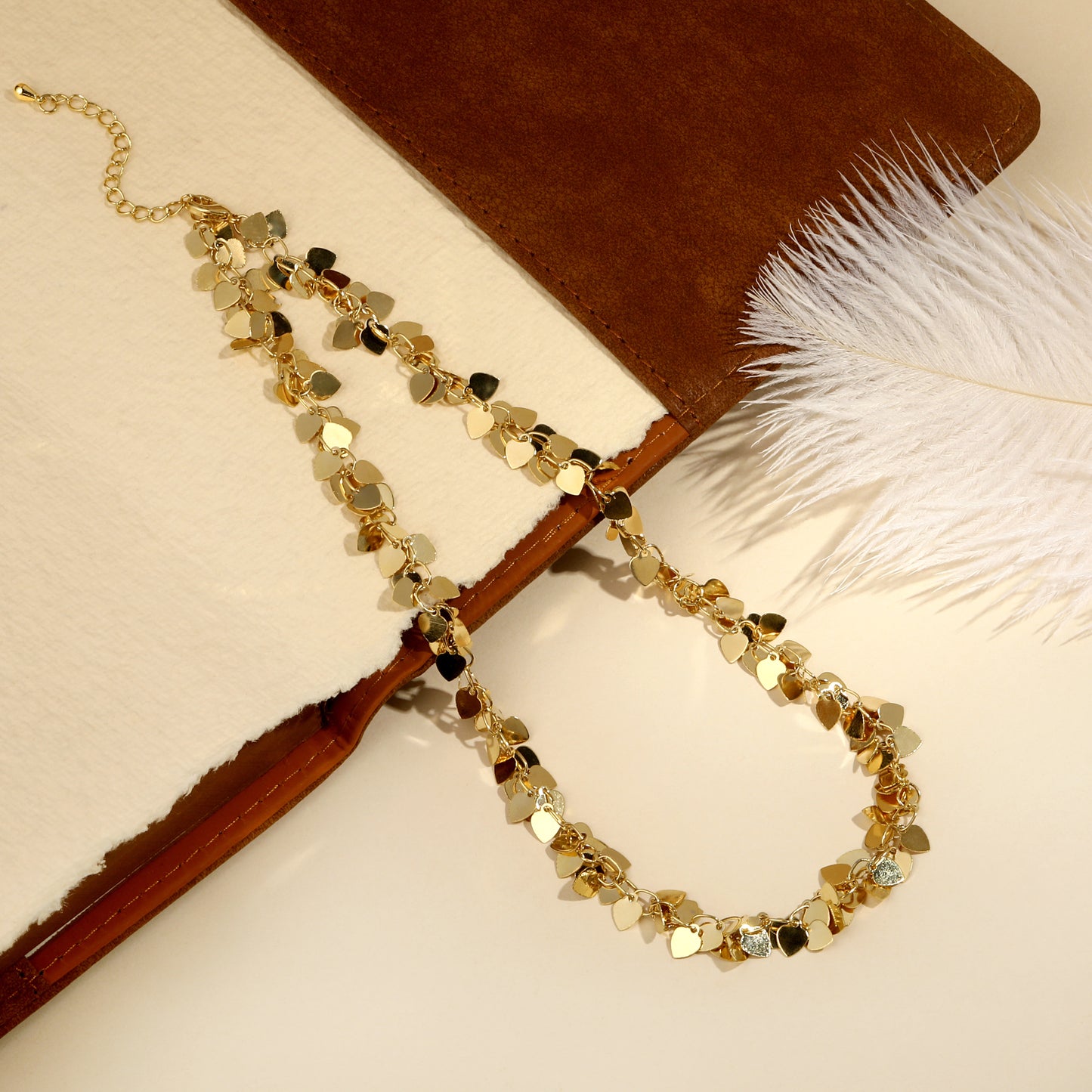Linked Heart Shape 18KT Gold Plated Necklace Chain