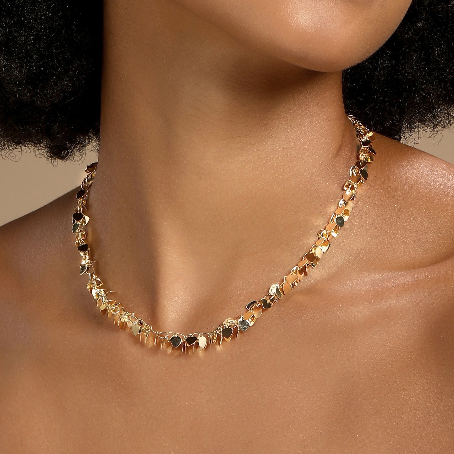 Linked Heart Shape 18KT Gold Plated Necklace Chain