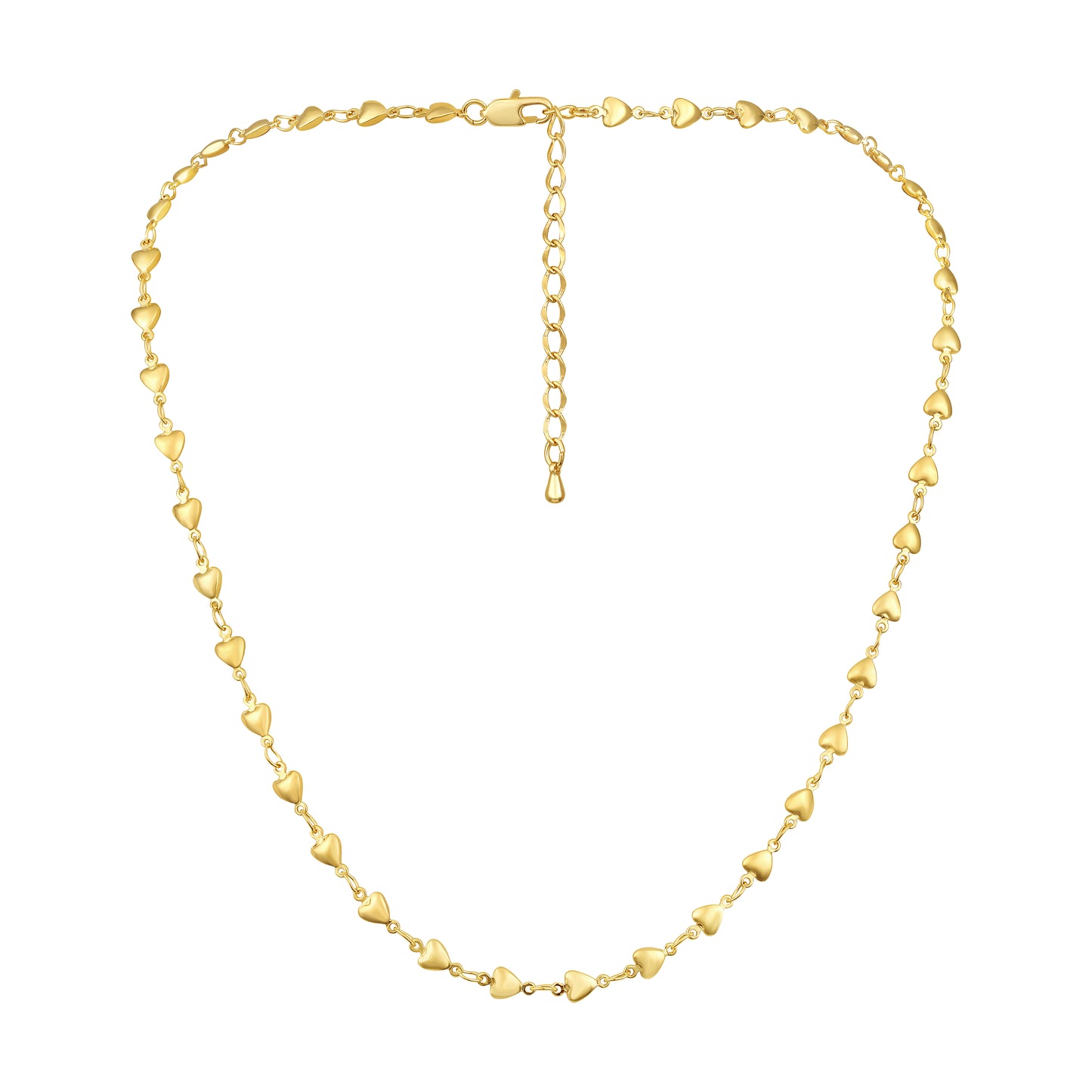 Golden Heart Shape 18KT Gold Plated Necklace Chain