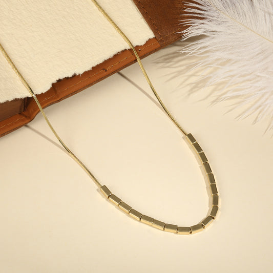 Cube Golden Square Shape 18KT Gold Plated Necklace Chain