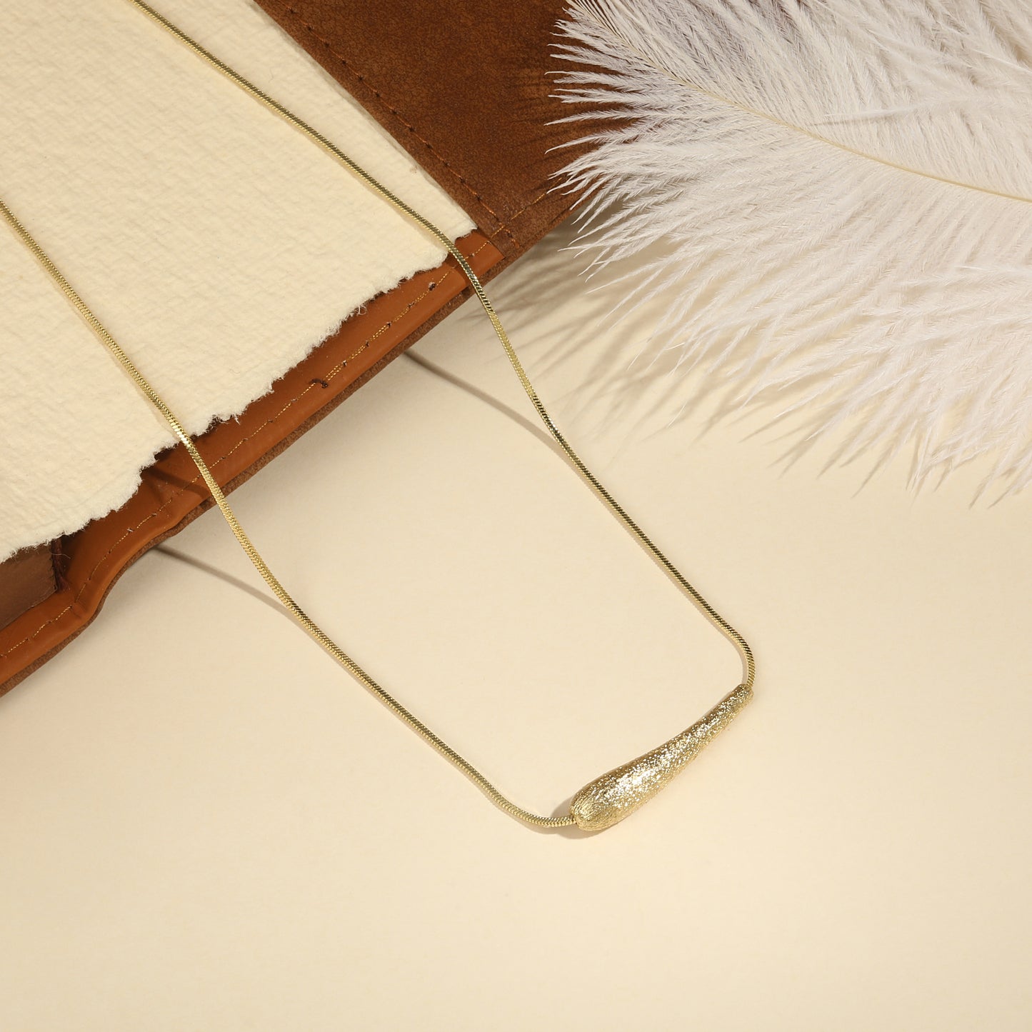 Trendy Unique Tube Droplet 18KT Gold Plated Pendant Chain