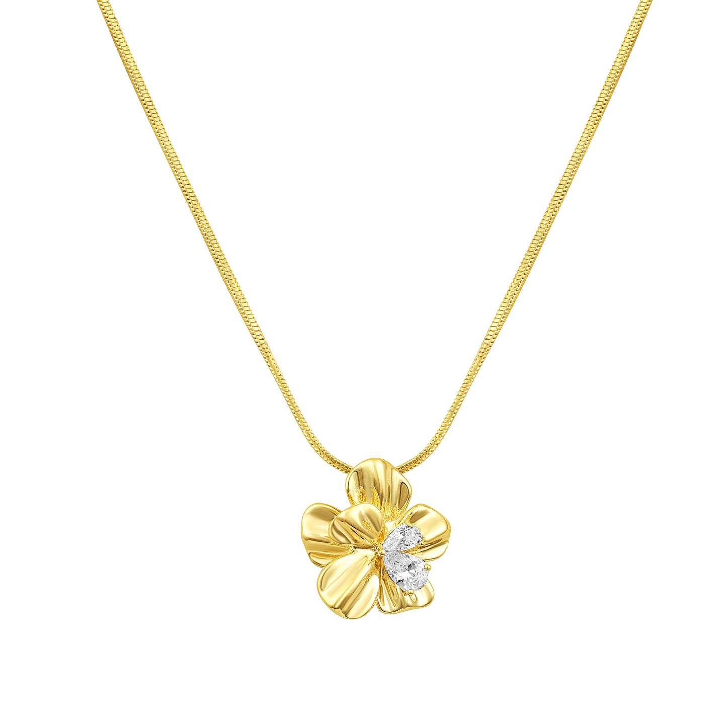 Flower Design 18KT Gold Plated Pendant Chain