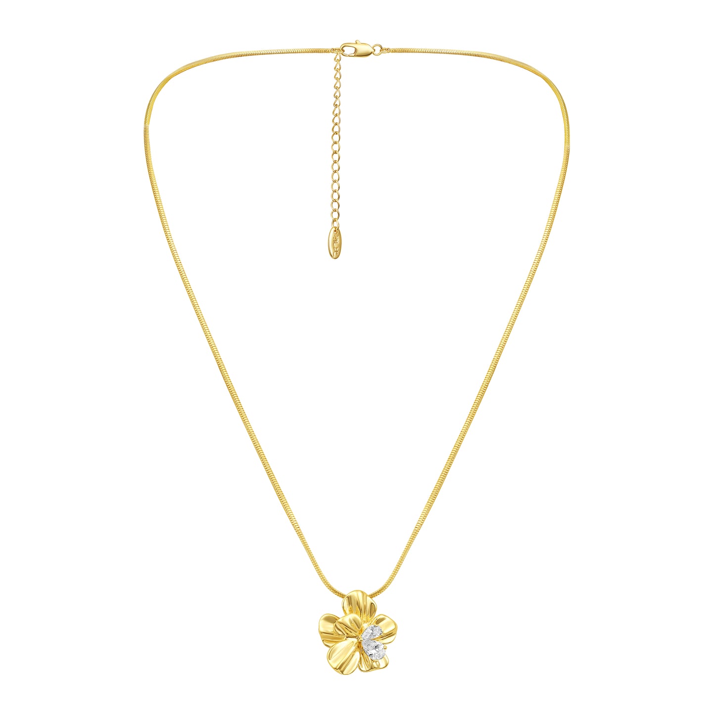 Flower Design 18KT Gold Plated Pendant Chain