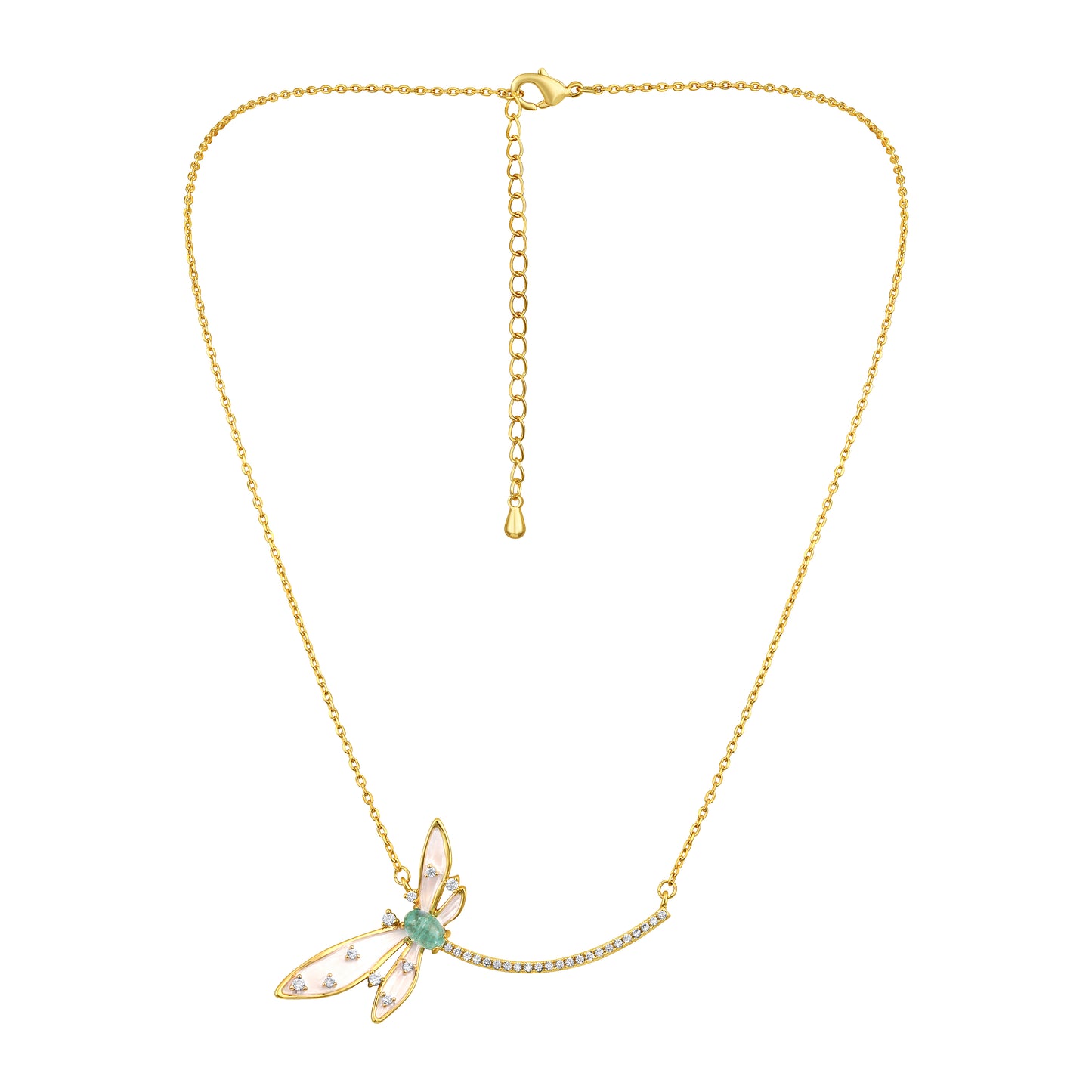 Dragonfly 18KT Gold Plated Zircon Pendant Chain
