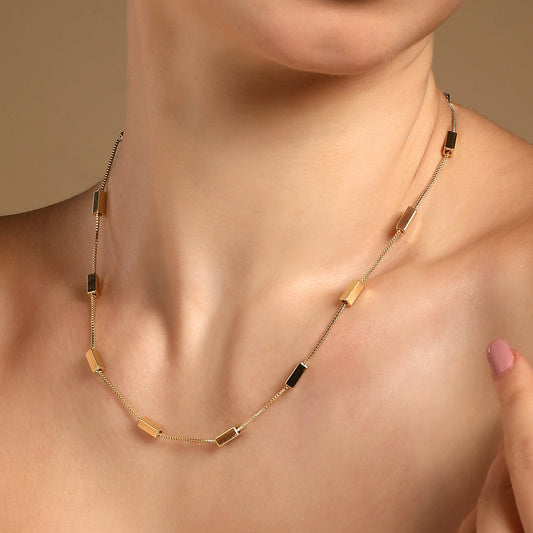 Golden Square Shape 18KT Gold Plated Necklace Chain