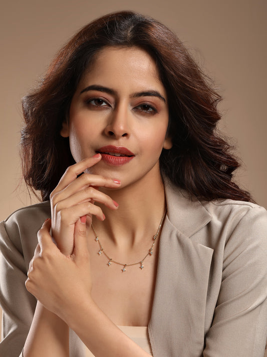 Radiant Design 18KT Gold Plated Zircon Necklace