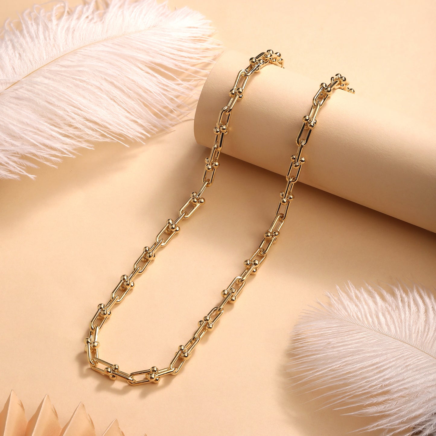U Shape Horseshoe Link Chain 18KT Gold Plated Necklace Chain
