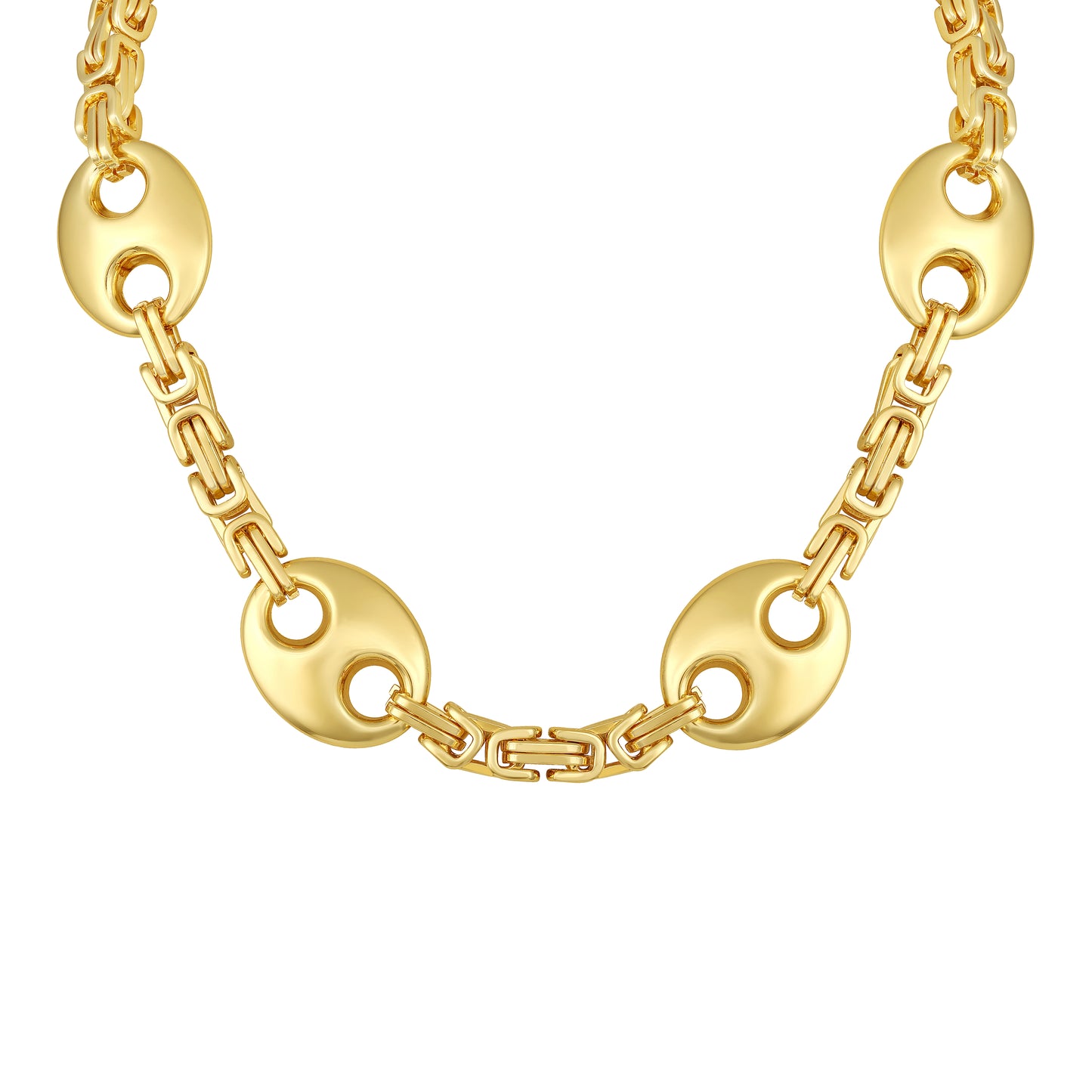 Oval Loop Textured 18KT Gold Plated Necklace Chain