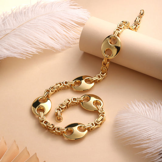 Oval Loop Textured 18KT Gold Plated Necklace Chain