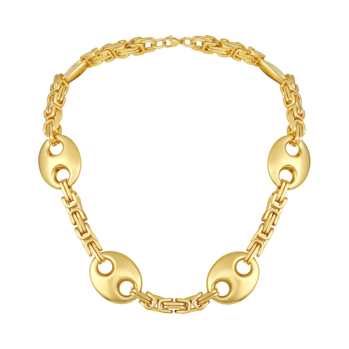 Oval Loop Textured 18KT Gold Plated Necklace Chain