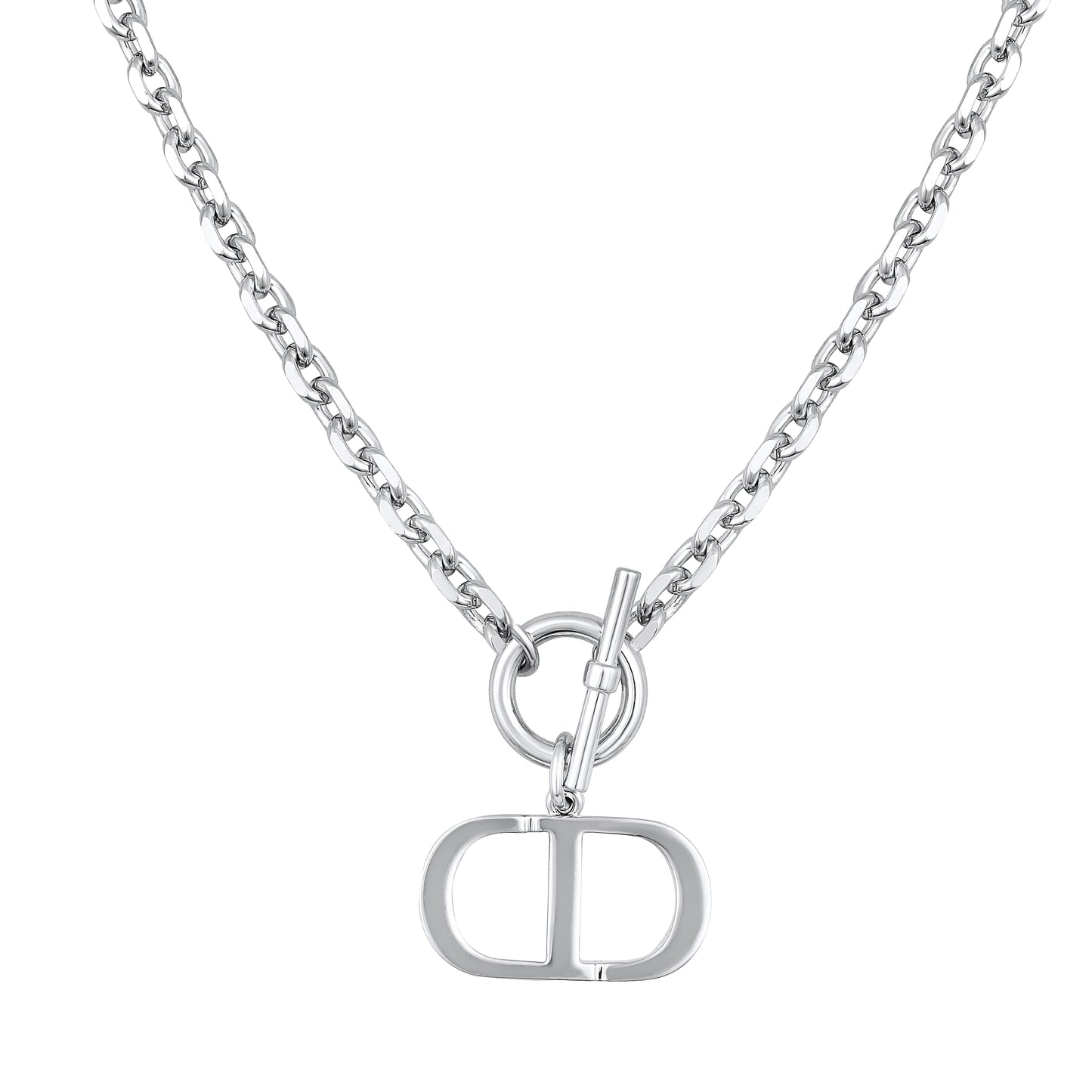 Link Chain Unique Dual Symbol Silver Plated Pendant Chain