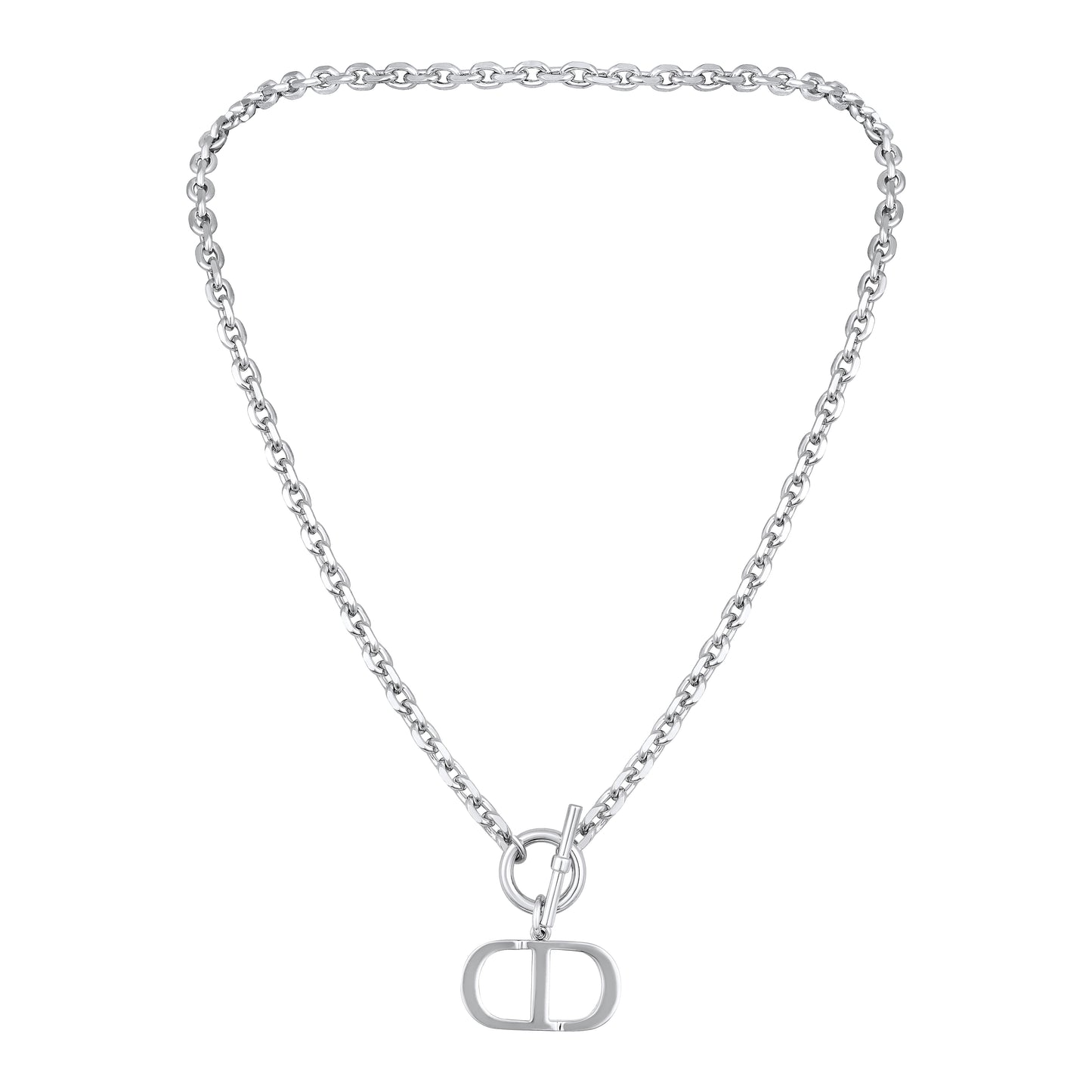 Link Chain Unique Dual Symbol Silver Plated Pendant Chain