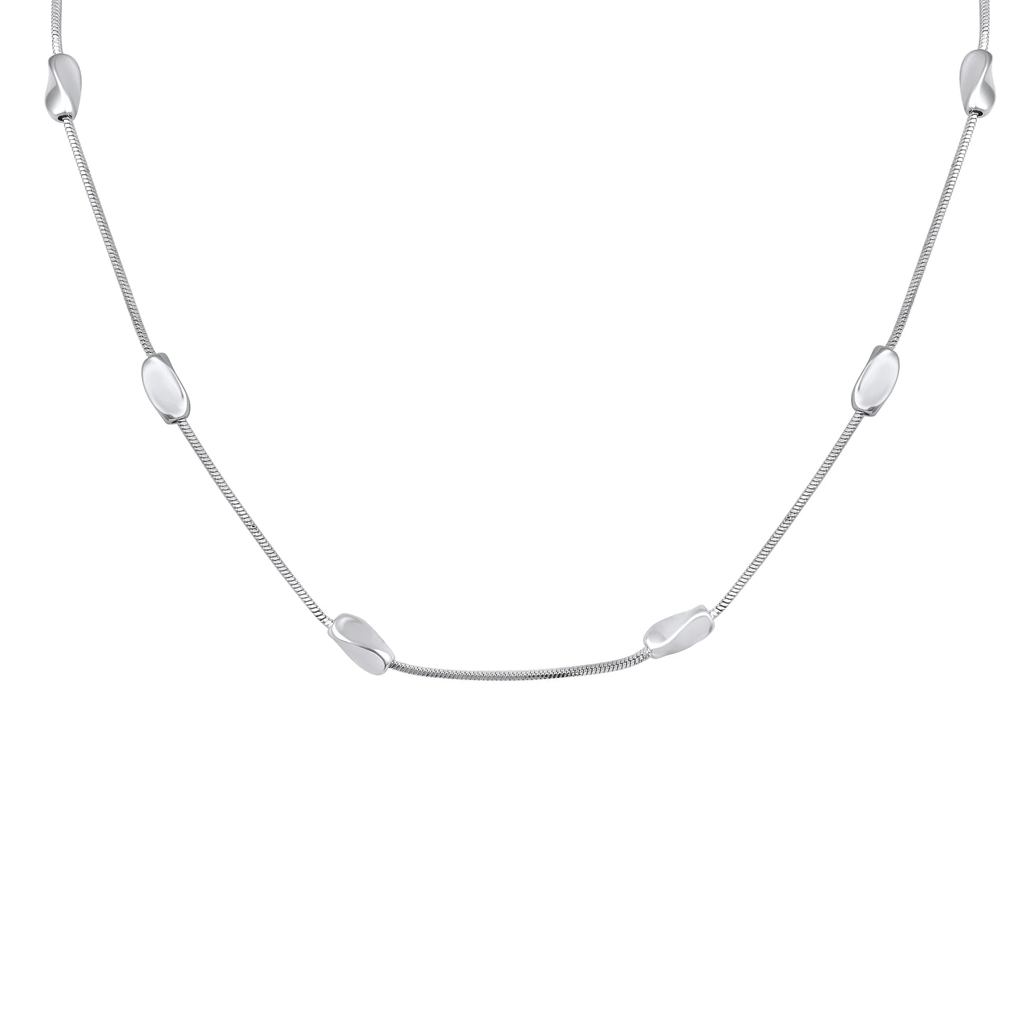 Textured and Plain Disc Silver Plated Necklace Chain