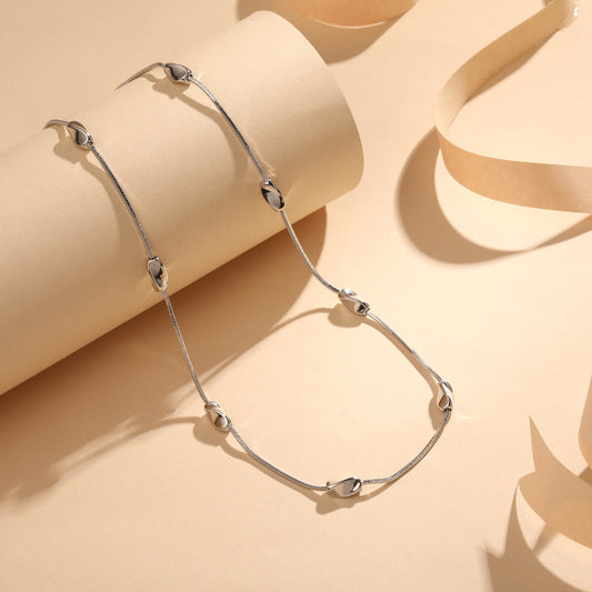 Textured and Plain Disc Silver Plated Necklace Chain