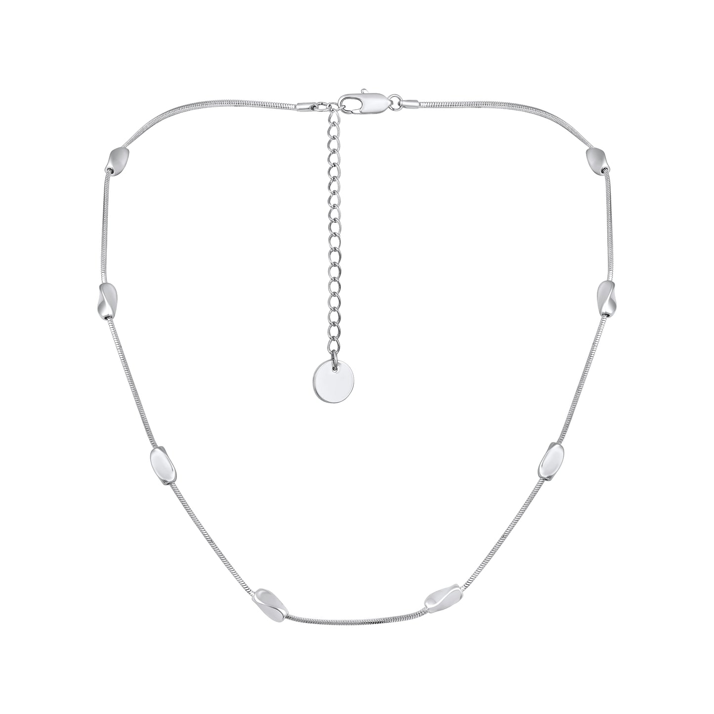 Textured and Plain Disc Silver Plated Necklace Chain