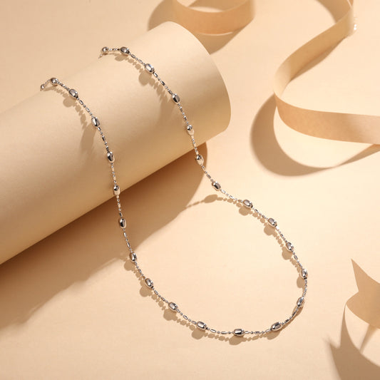 Sterling Silver Beaded Silver Plated Necklace Chain