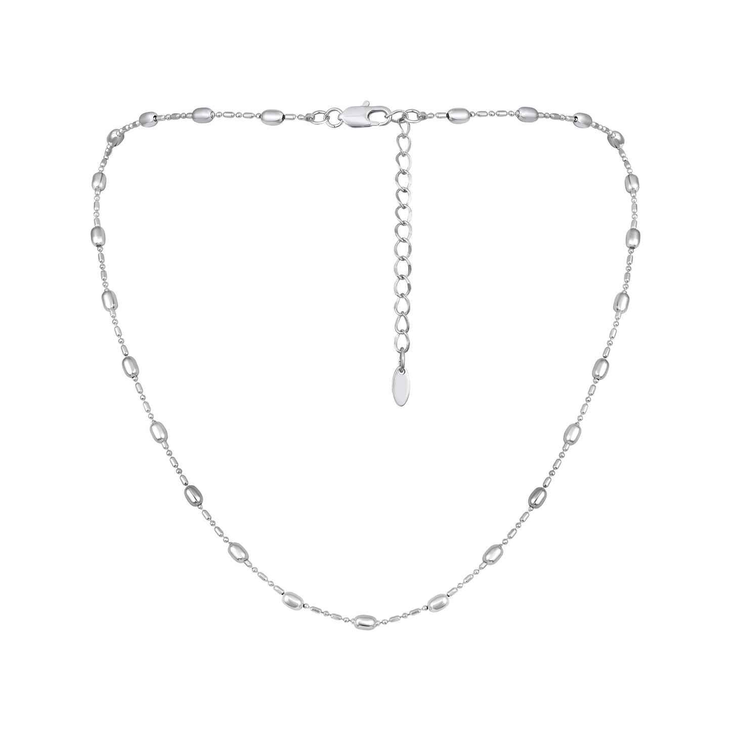 Sterling Silver Beaded Silver Plated Necklace Chain