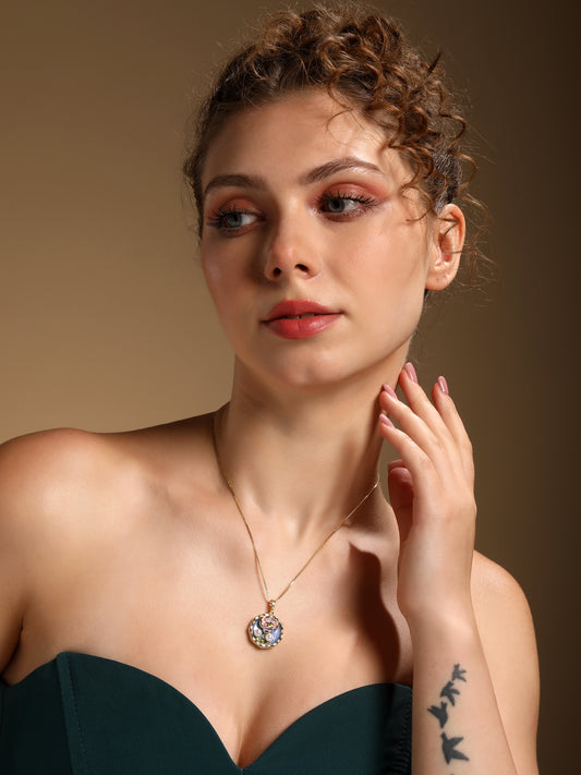 Flower Charm White Pearl 18KT Gold Plated Pendant Chain