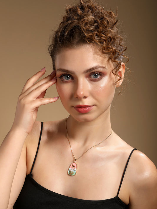 Song Bird with Mother of Pearl 18KT Gold Plated Pendant Chain