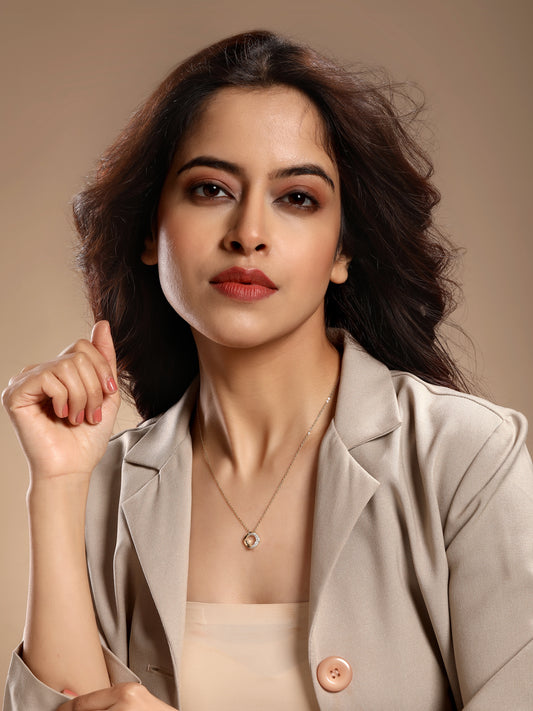 Trendy Circle Design 18KT Gold Plated Zircon Pendant Chain