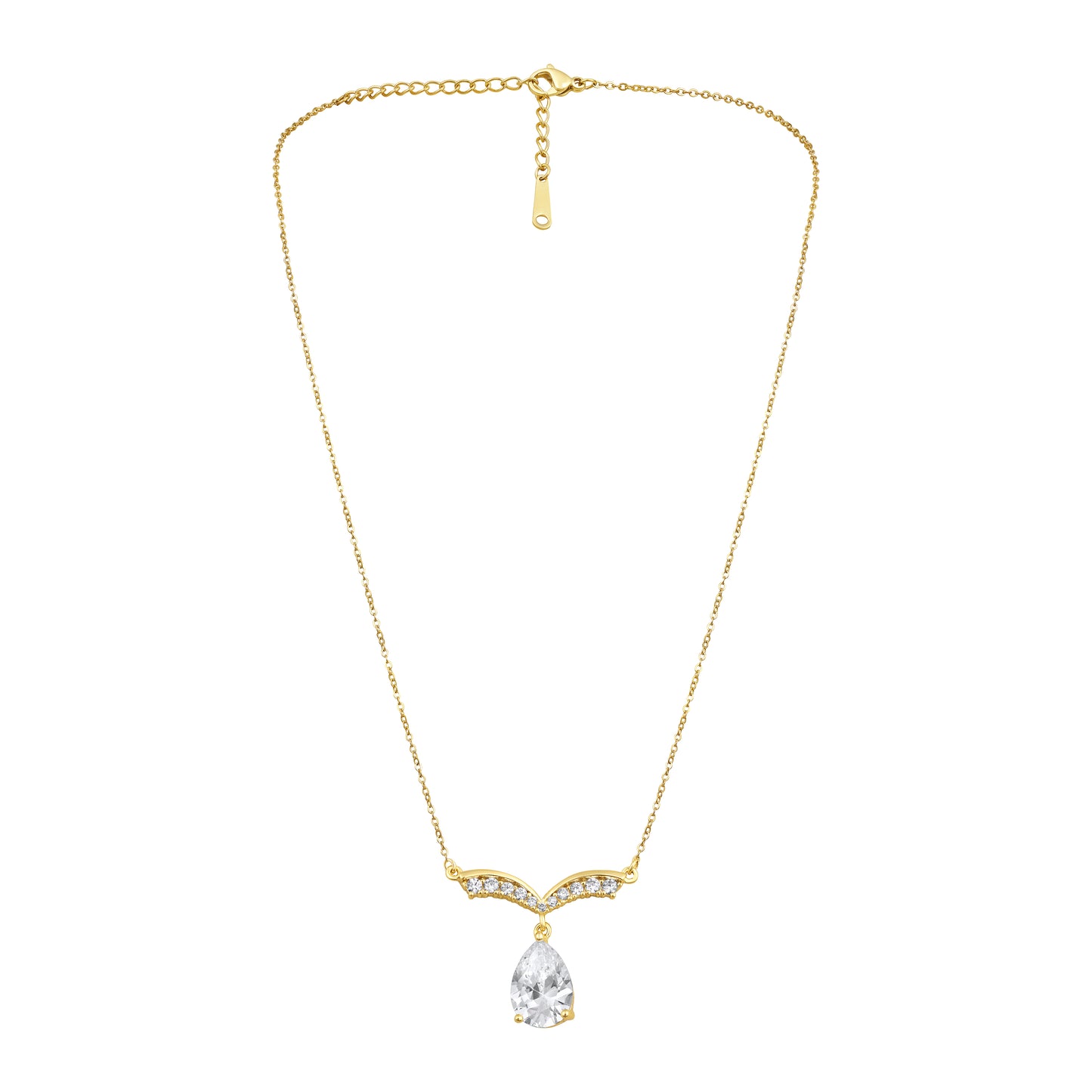 Oval and Wing Design 18KT Gold Plated Zircon Pendant Chain