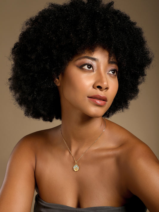 Blue Bloom Floral 18KT Gold Plated Pendant Chain