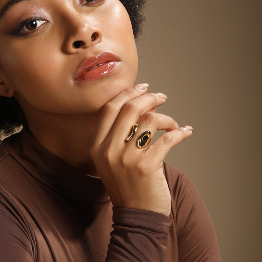 Stylish Wrap 18kt Gold Plated Adjustable Chunky Finger Ring