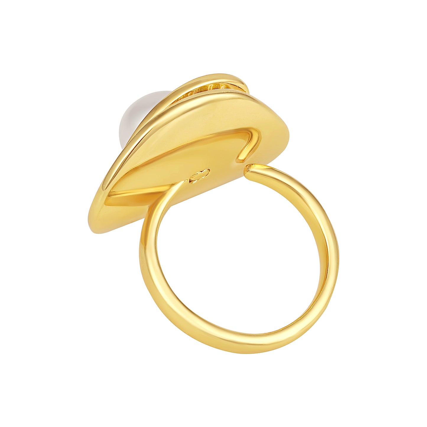 Oval Shape 18kt Gold Plated Adjustable Pearl Finger Ring
